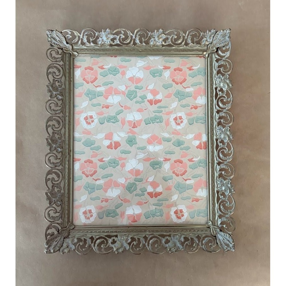 Vintage Ornate Gold Filigree Metal Picture Wall Frame Scrolled Floral Fits 8x10